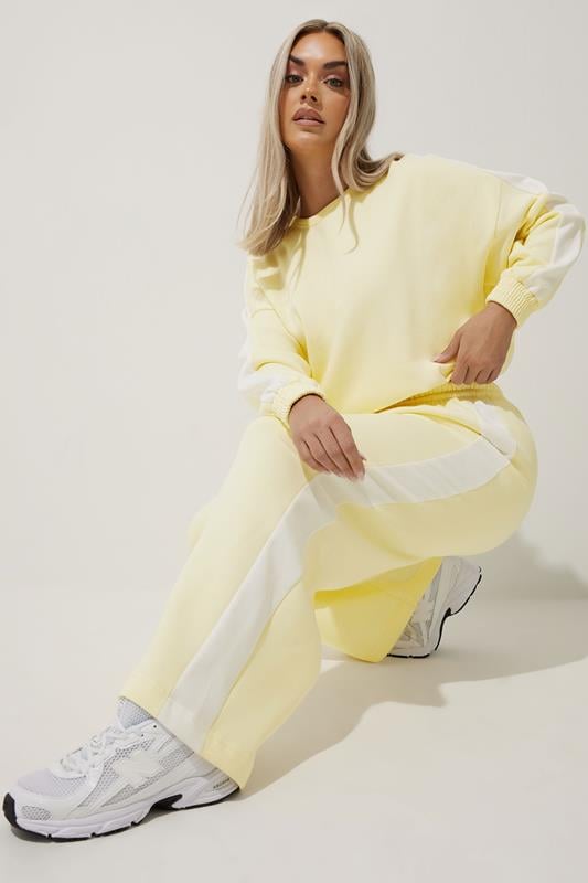 evans LIMITED COLLECTION Curve Yellow Wide Leg Side Stripe Joggers