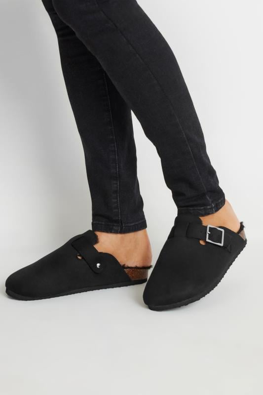 evans LTS Black Faux Fur Lined Clogs In Standard Fit