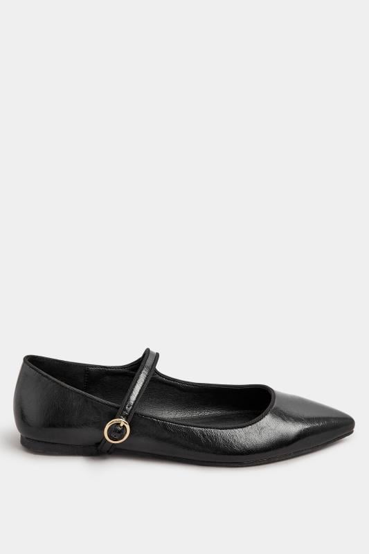 Evans LTS Black Mary Jane Point Flats In Standard Fit