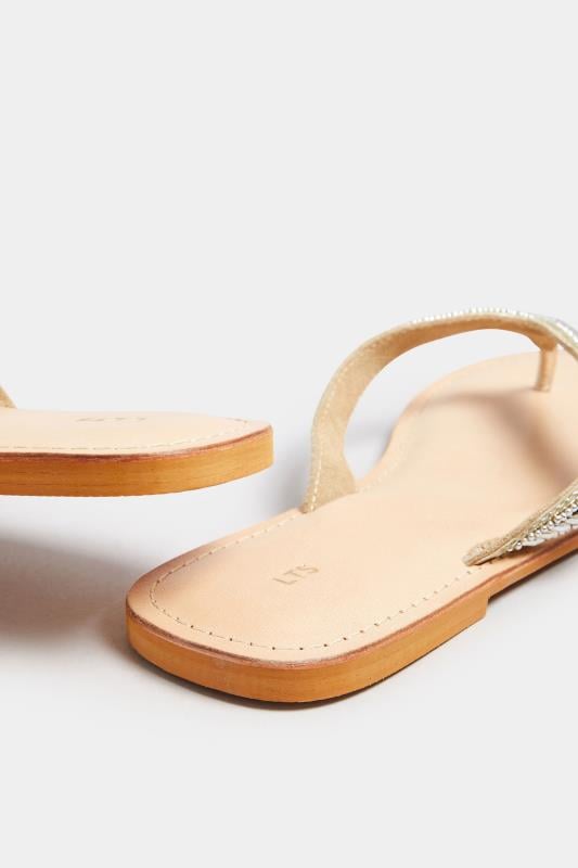 Evans LTS Gold Embellished Leather Flip Flop Sandal In Standard Fit