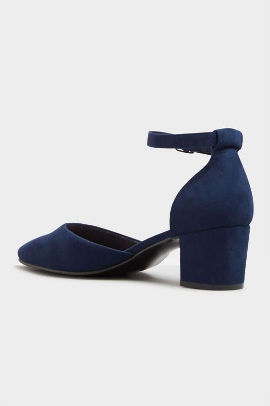 Evans LTS Navy Blue Block Heel Court Shoes In Standard Fit
