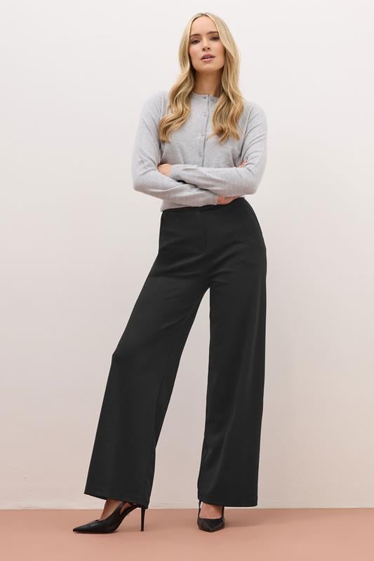 Evans LTS PREMIUM Tall Black Tailored Wide Leg Trousers