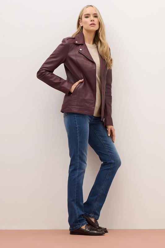Evans LTS PREMIUM Tall Dark Red Leather Biker Jacket