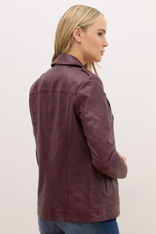 Evans LTS PREMIUM Tall Dark Red Leather Biker Jacket
