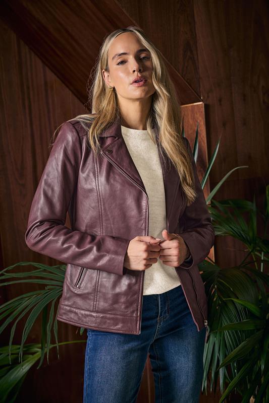 evans LTS PREMIUM Tall Dark Red Leather Biker Jacket