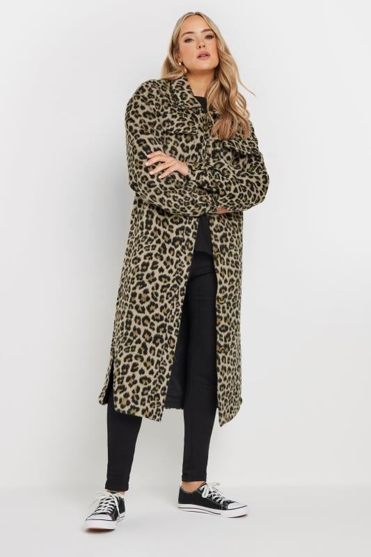 Evans LTS Tall Beige Brown Leopard Print Longline Shacket