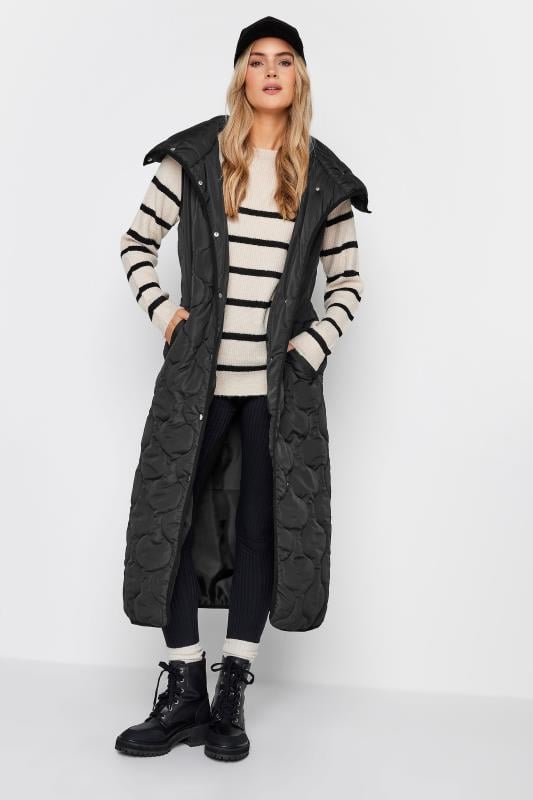 Evans LTS Tall Black Funnel Neck Quilted Longline Gilet