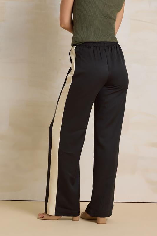 Evans LTS Tall Black & Natural Brown Side Stripe Front Seam Wide Leg Trousers