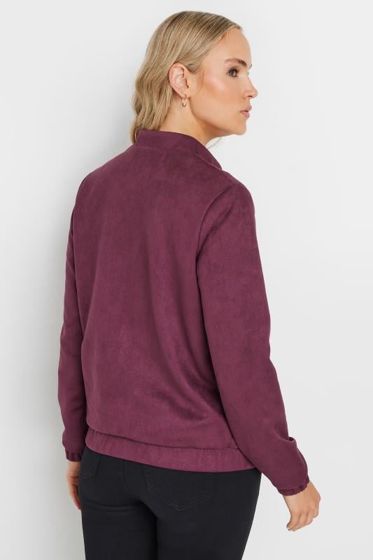 Evans LTS Tall Burgundy Red Faux Suede Bomber Jacket