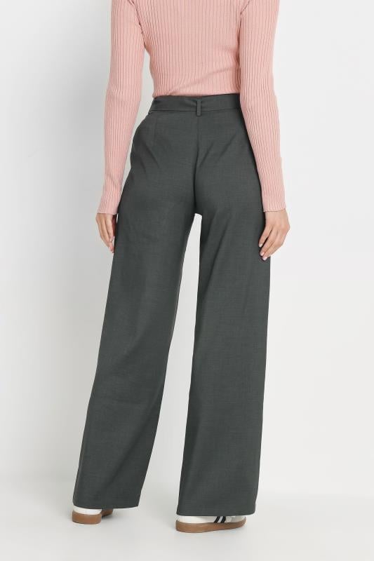 Evans LTS Tall Charcoal Grey Buckle Belt Wide Leg Trousers