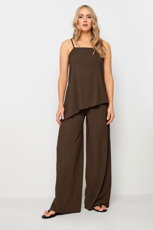 Evans LTS Tall Chocolate Brown Strappy Asymmetric Cami Top