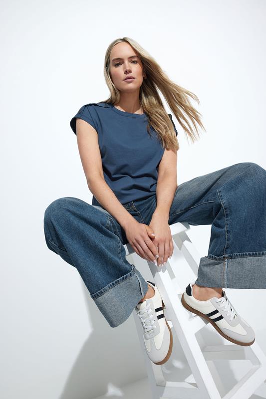 evans LTS Tall Dark Blue Washed Denim Turn Up Jeans