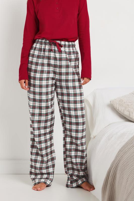 Evans LTS Tall Ivory White Woven Check Pyjama Bottoms