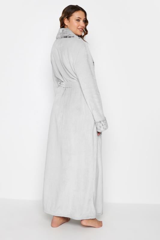 Evans LTS Tall Light Grey Animal Print Shawl Maxi Dressing Gown