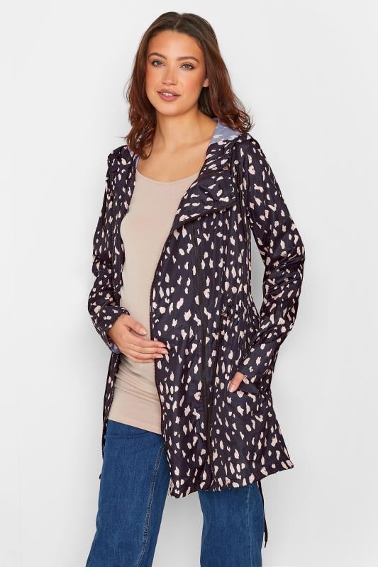 evans LTS Tall Maternity Black & Pink Animal Print Pocket Parka