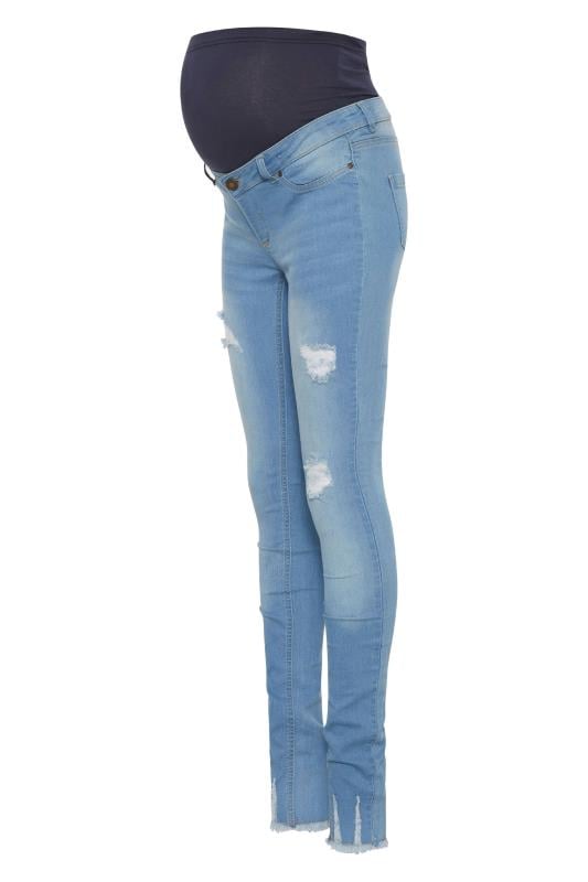 Evans LTS Tall Maternity Blue Distressed AVA Stretch Skinny Jeans