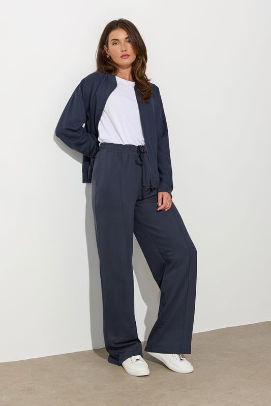 evans LTS Tall Navy Blue Seam Front Wide Leg Joggers