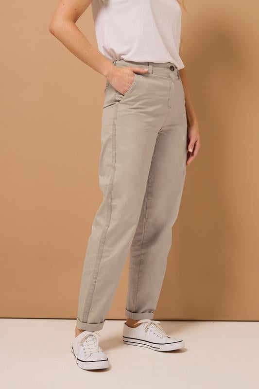 Evans LTS Tall Stone Brown Cotton Straight Leg Chino Jeans