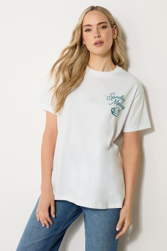 Evans LTS Tall White Cotton 'Breakfast Club' Slogan T-Shirt