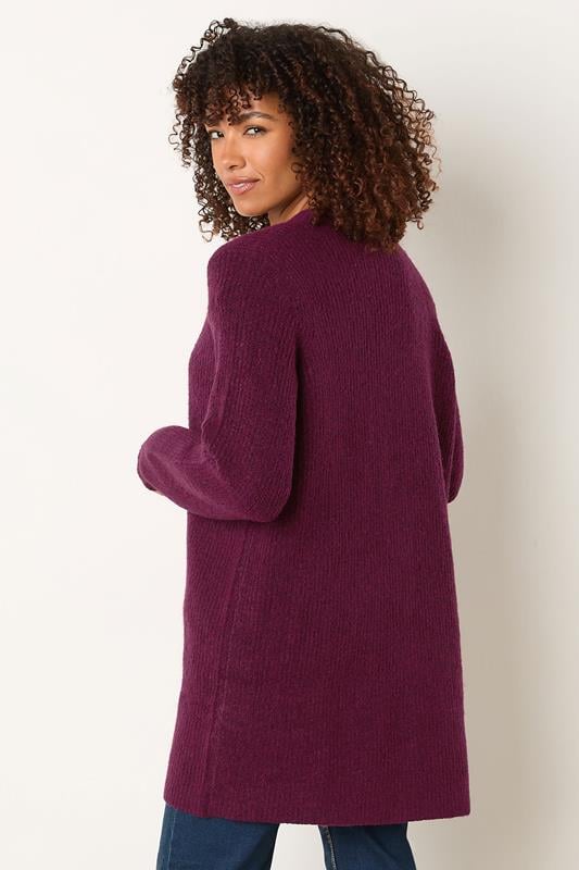Evans M&Co Berry Red Rib Detailed Edge To Edge Cardigan