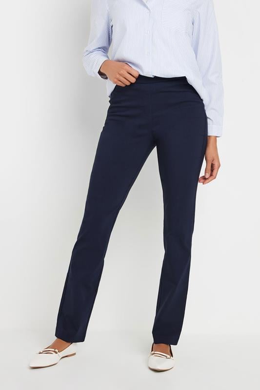 Evans M&Co Navy Blue Straight Leg Bengaline Formal Trousers