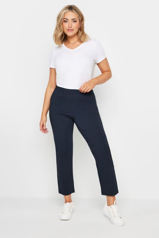 Evans M&Co Navy Blue Straight Leg Elasticated Bengaline Trousers