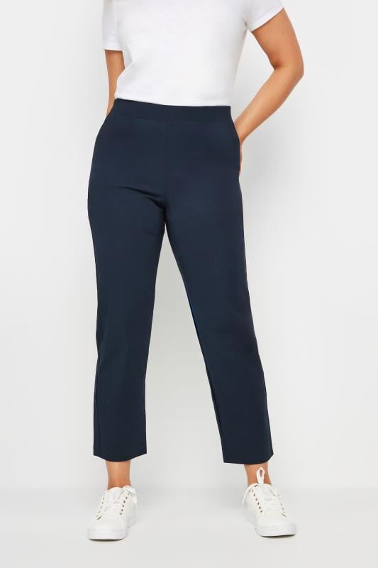 evans M&Co Navy Blue Straight Leg Elasticated Bengaline Trousers
