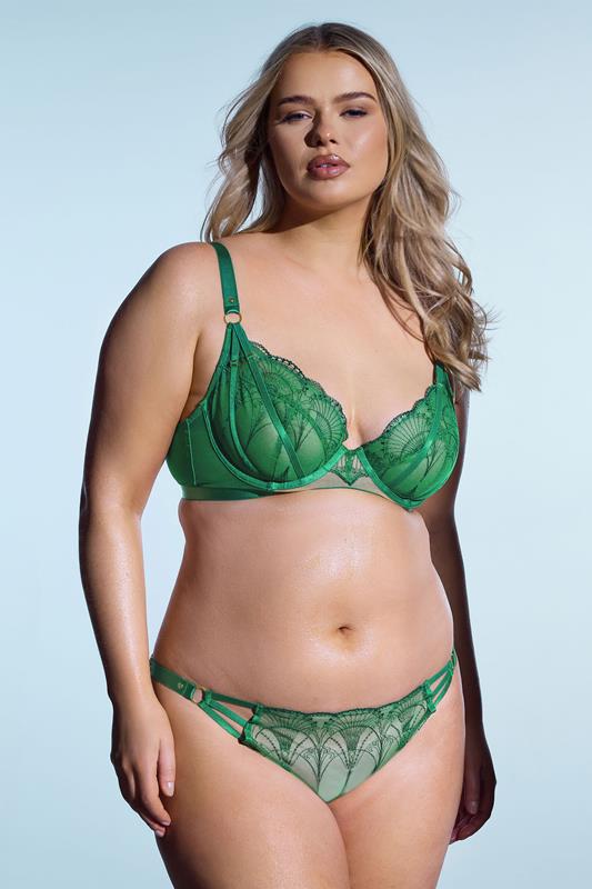Evans PLAYFUL PROMISES Green Lace Embroidered Underwired Bra