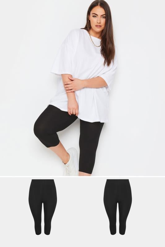 evans YOURS 2 PACK Curve Black Stretch Cropped Leggings