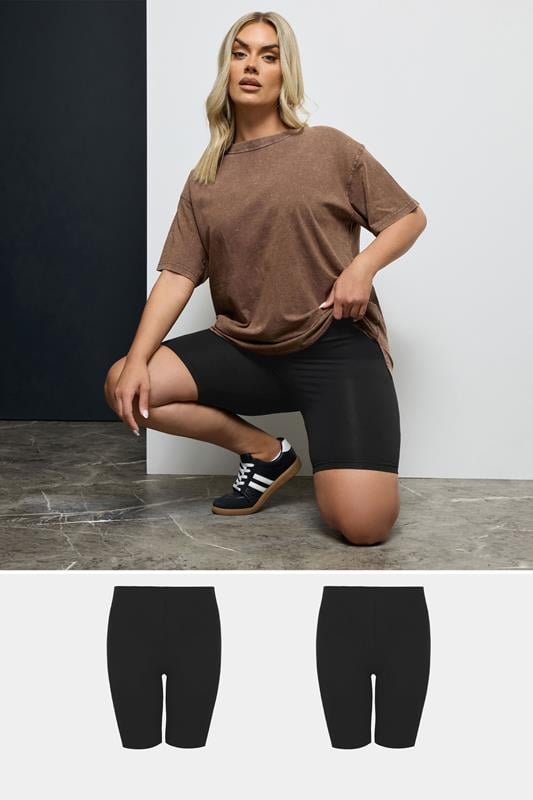 evans YOURS 2 PACK Curve Black Stretch Cycling Shorts