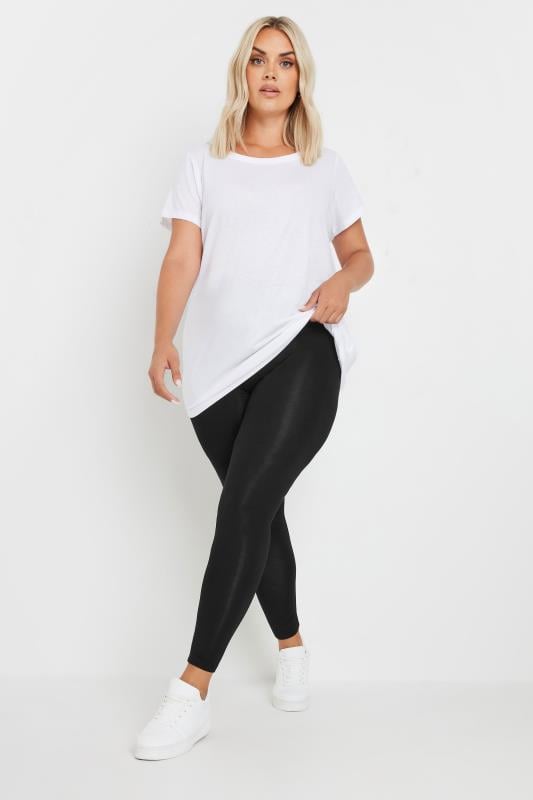 Evans YOURS 2 PACK Curve Burgundy Red & Black Soft Touch Stretch Leggings
