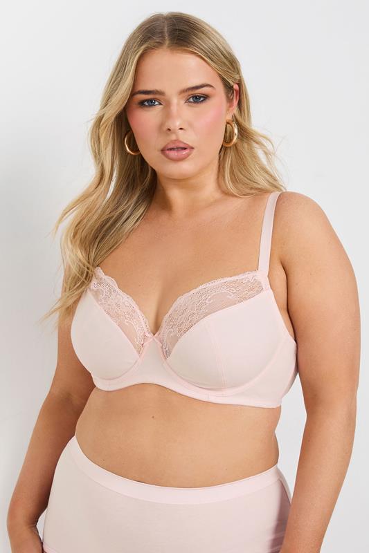 Evans YOURS 2 PACK Curve Pink & Grey Cotton Underwired Lace Bras