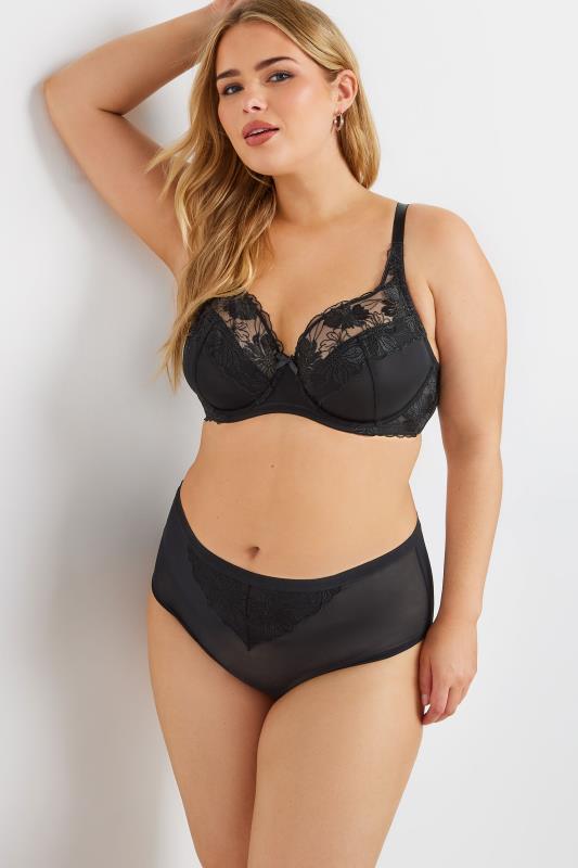 Evans YOURS 2 PACK Curve Purple Embroidered Floral Underwired Bra