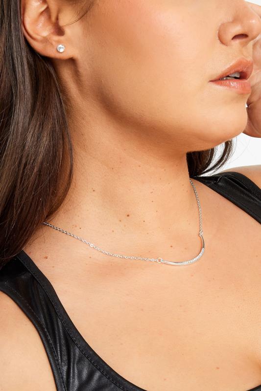 evans Yours 2 PACK Silver Tone Diamante Necklace & Earrings Set