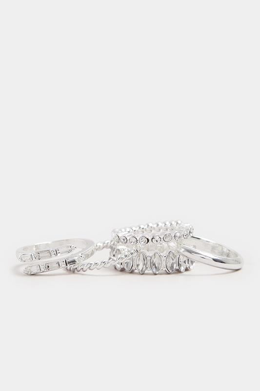 Evans Yours 5 Pack Silver Tone Mixed Diamante Ring Set