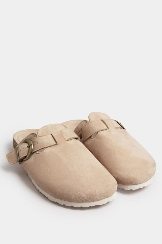 Evans Yours Beige Brown Faux Suede Clogs In Extra Wide EEE Fit