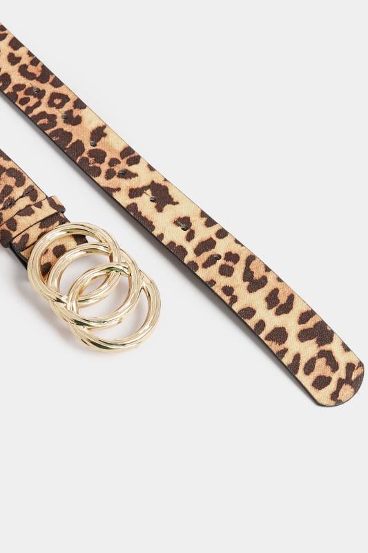 Evans Yours Beige Brown Leopard Print Triple Circle Belt