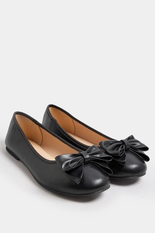 Evans Yours Black Bow Front Ballet Pump In Extra Wide EEE Fit