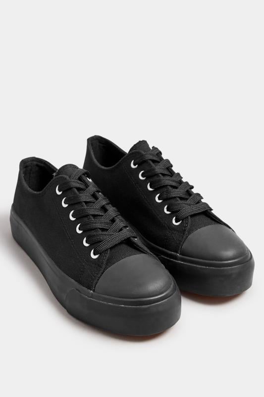 Evans Yours Black Canvas Trainers In Wide E Fit & Extra Wide EEE Fit