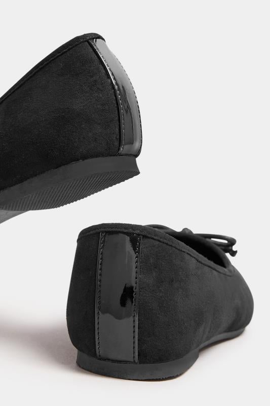 Evans Yours Black Chisel Toe Ballerina Pumps In Extra Wide EEE Fit