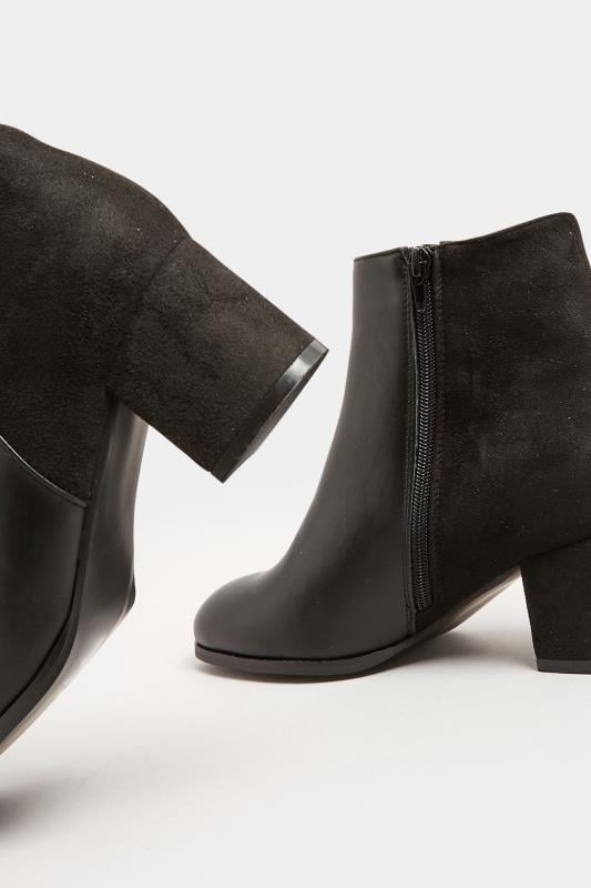 Evans Yours Black Faux Leather Heeled Ankle Boots In E Fit & EEE Fit