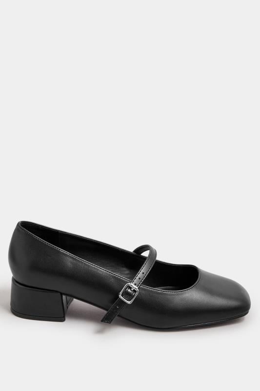 Evans Yours Black Faux Leather Mary Jane Block Heels In Extra Wide EEE Fit