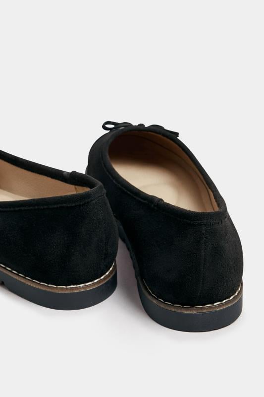 Evans Yours Black Faux Suede Bow Detail Ballet Pump In Extra Wide EEE Fit
