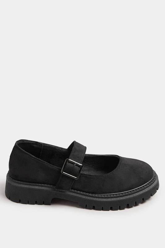 Evans Yours Black Faux Suede Chunky Mary Jane Shoes In Wide E Fit & Extra Wide EEE Fit
