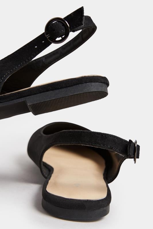 Evans Yours Black Faux Suede Slingback Pumps In Extra Wide EEE Fit