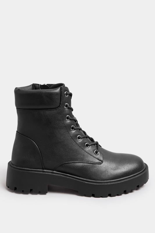 Evans Yours Black Lace Up Chunky Boots In Wide E Fit & Extra Wide EEE Fit