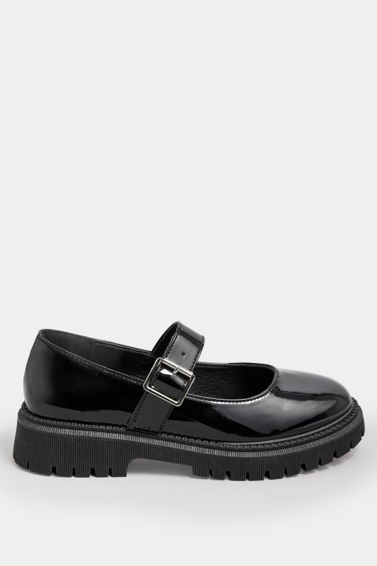 Evans Yours Black Patent Chunky Mary Jane Shoes In An Extra Wide EEE Fit