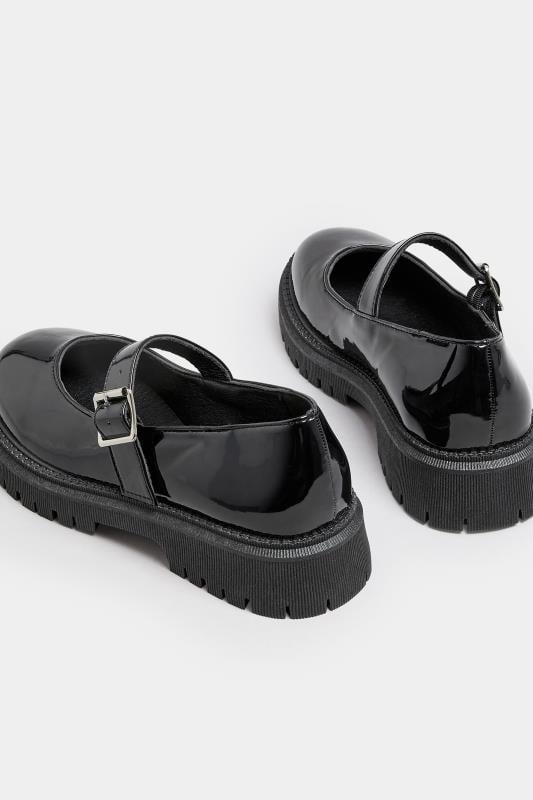 Evans Yours Black Patent Chunky Mary Jane Shoes In An Extra Wide EEE Fit