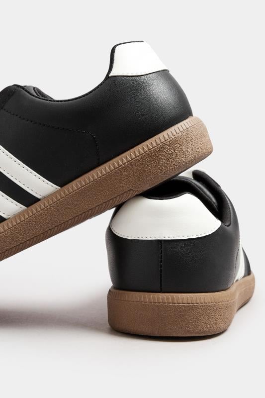Evans Yours Black Retro Stripe Trainers In Extra Wide EEE Fit