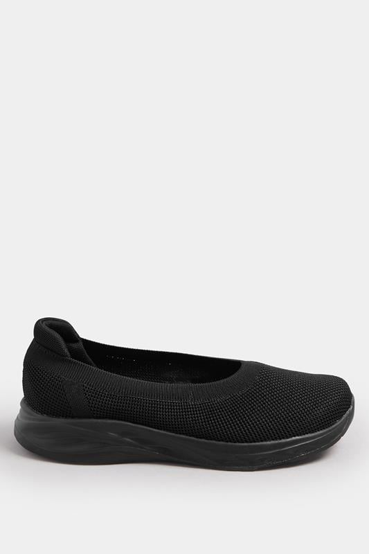 Evans Yours Black Slip On Knit Trainers In Extra Wide EEE Fit